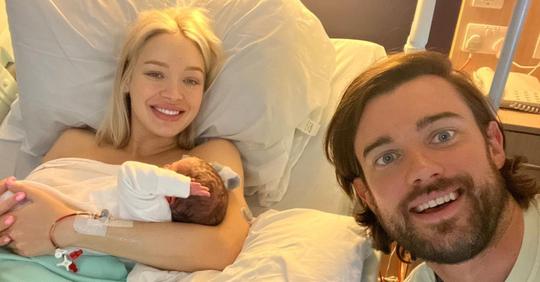 Jack Whitehall shares first pictures of his newborn baby and teases her name