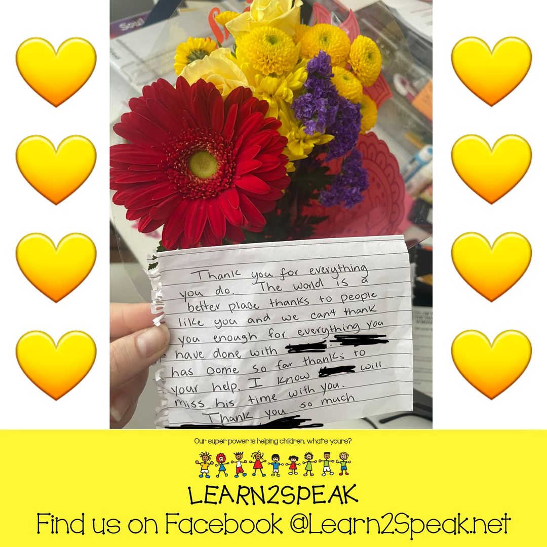 Ms. Amanda received flowers and words of gratitude from a parent after another successful graduate from the Early Steps…