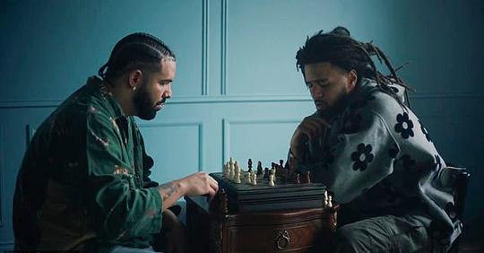Drake and J. Cole recreate Lionel Messi and Cristiano Ronaldo’s iconic chess photo for First Person Shooter music video