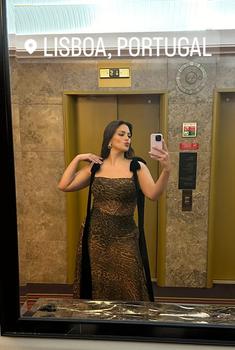 World’s Sexiest Woman Ashley Graham flaunts her famous curves in leopard-print dress for new mirror selfie in Portugal